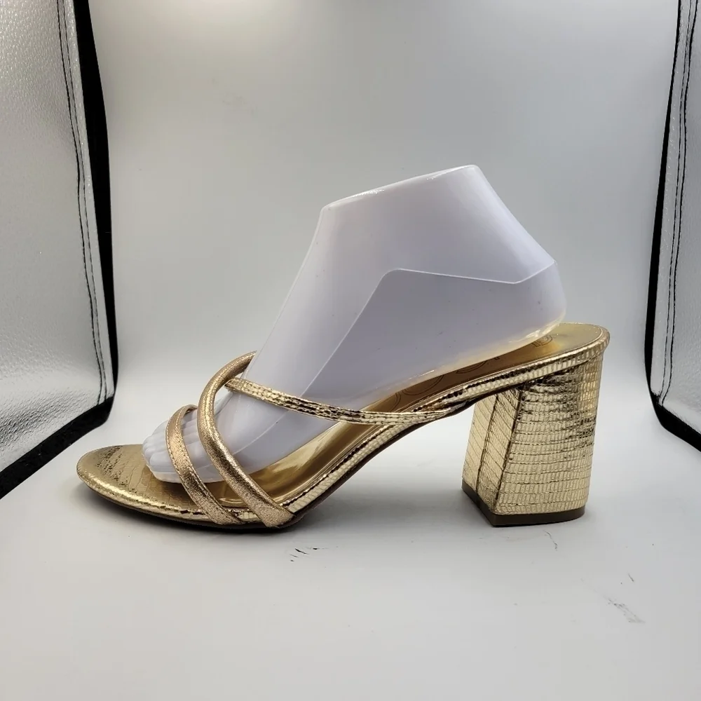 Sugar Gold Badger 2 Strappy Block Heels Sz 10